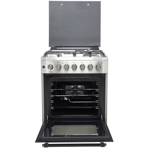 MIKA Standing Cooker, 60cm x 60cm, 3 Gas Pool Jet Burners (1 Wok) + 1 RAPID Hot Plate, FLAME FAILURE SAFETY, Auto Ignition, 10 Function Electric Oven (Air Fry+Convection Fan), Rotisserie, Half Inox - Image 5