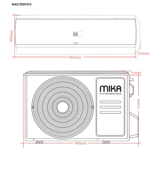 MIKA Air Conditioner, Split Type, 18000BTU, Inverter, White - Image 2