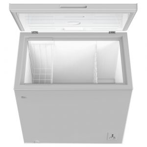 MIKA Chest Freezer, 199L, White Inner, Silver Grey