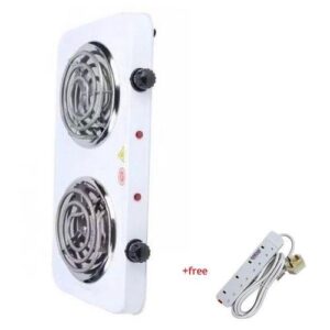 Double Coil Hotplate Cooker Plus A Free 4 Way Extension- White